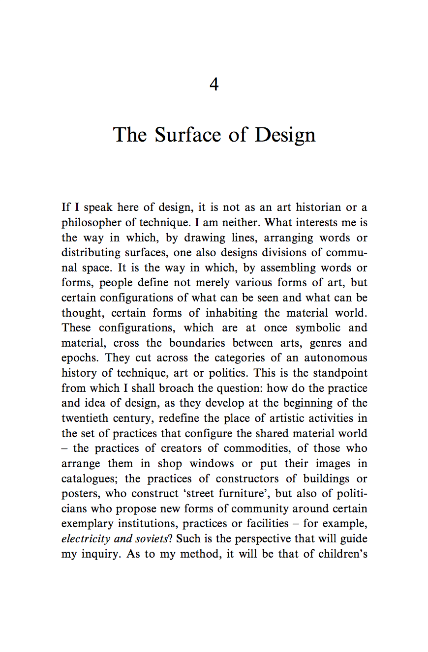 Jacques Rancière, « The Surface of Design »